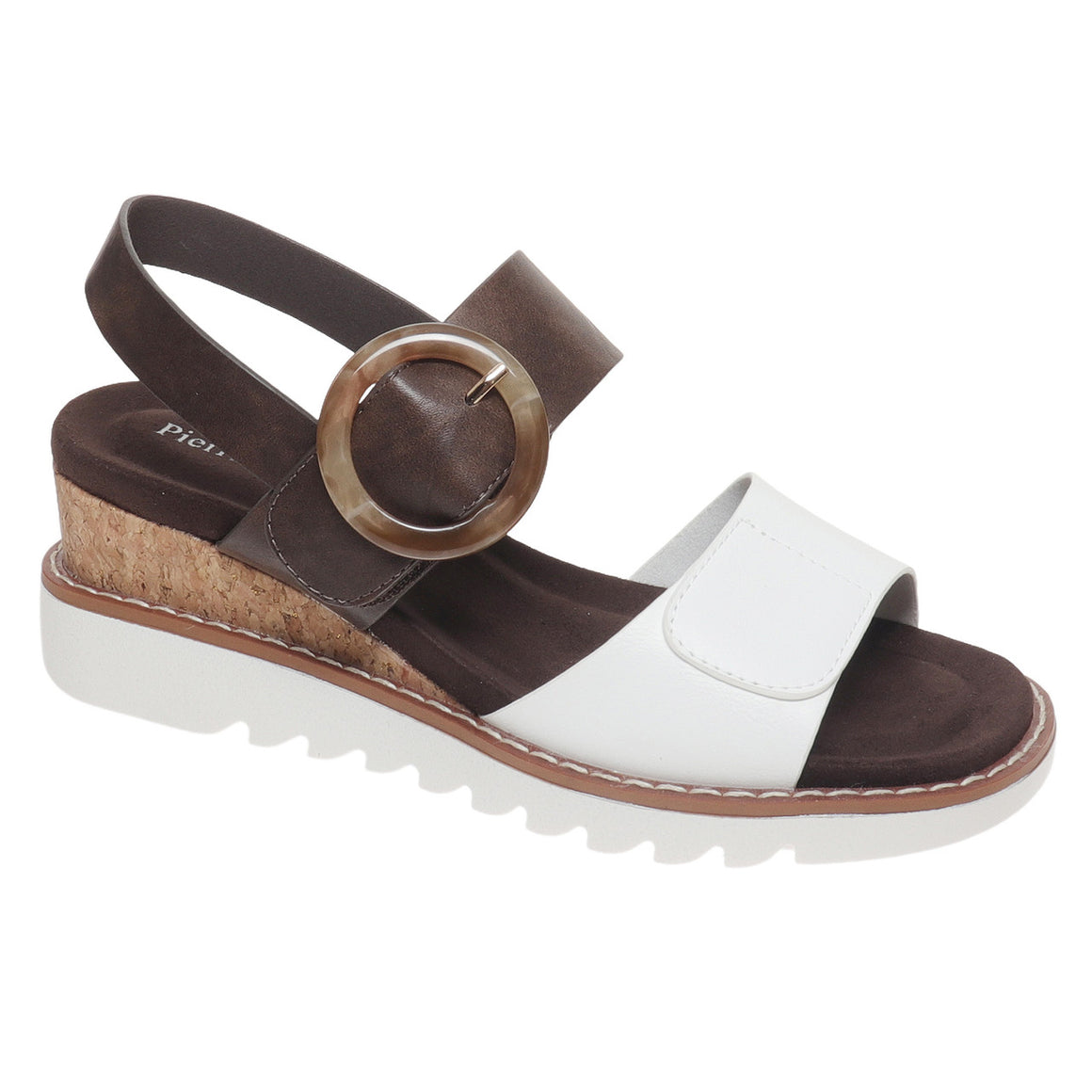 Pierre Dumas Women's Expand-6 Strappy Wedge Sandal - White/Combo 22093-154