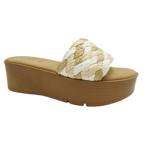 Pierre Dumas Women's Aster-3 Wedge Slide Sandal - White Combo 22171-554