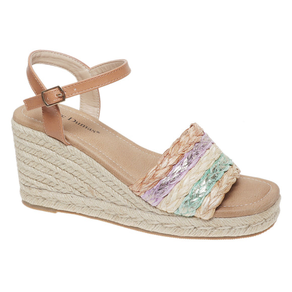 Pierre Dumas Women's Laguna-1 Wedge Sandal - Tan Combo 22295-536