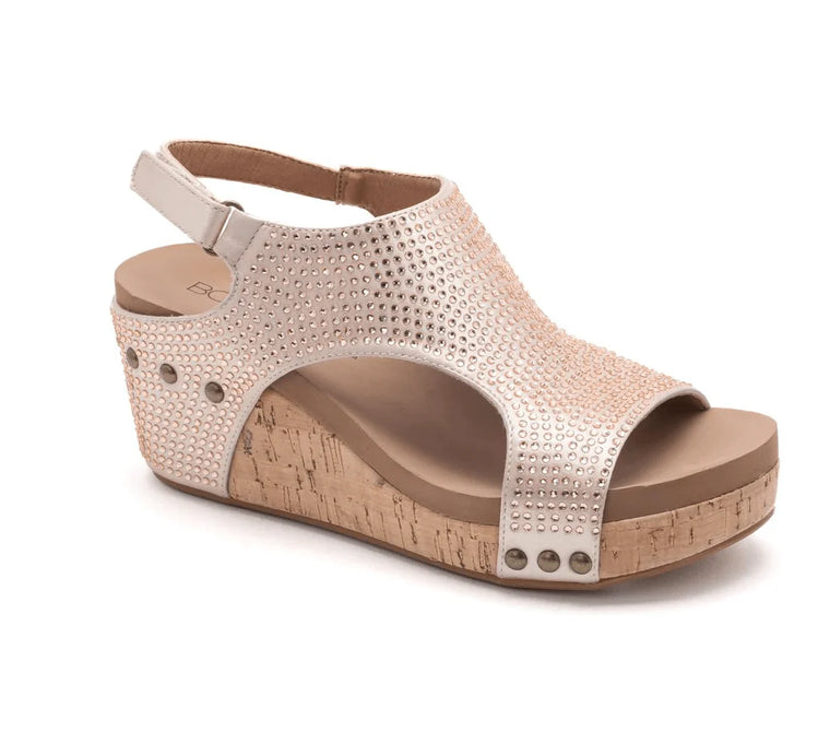 Corkys Women's Carley Wedge Sandal - Champagne Crystals 30-5316