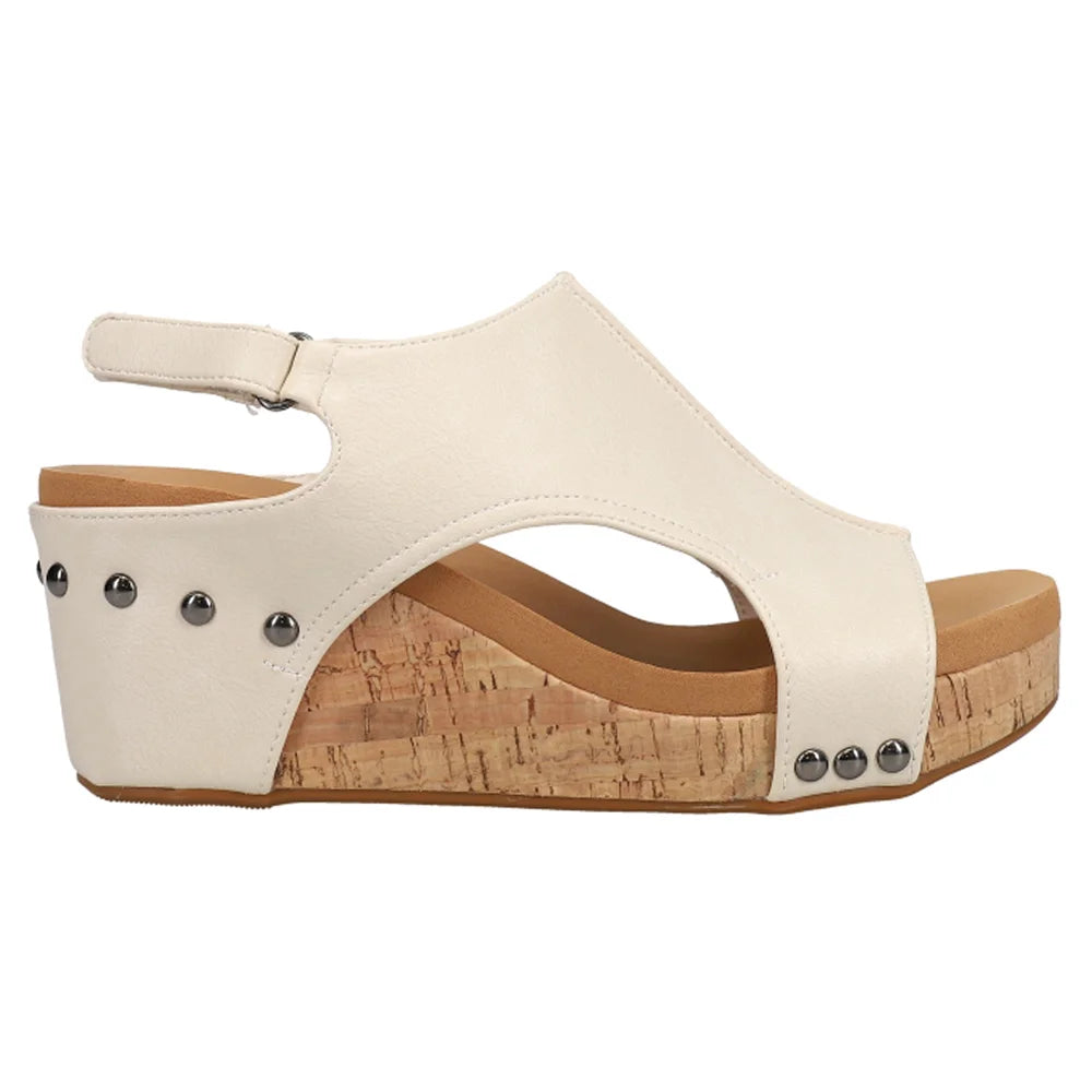 Corkys Women's Carley Wedge Sandal - Cream 30-5316