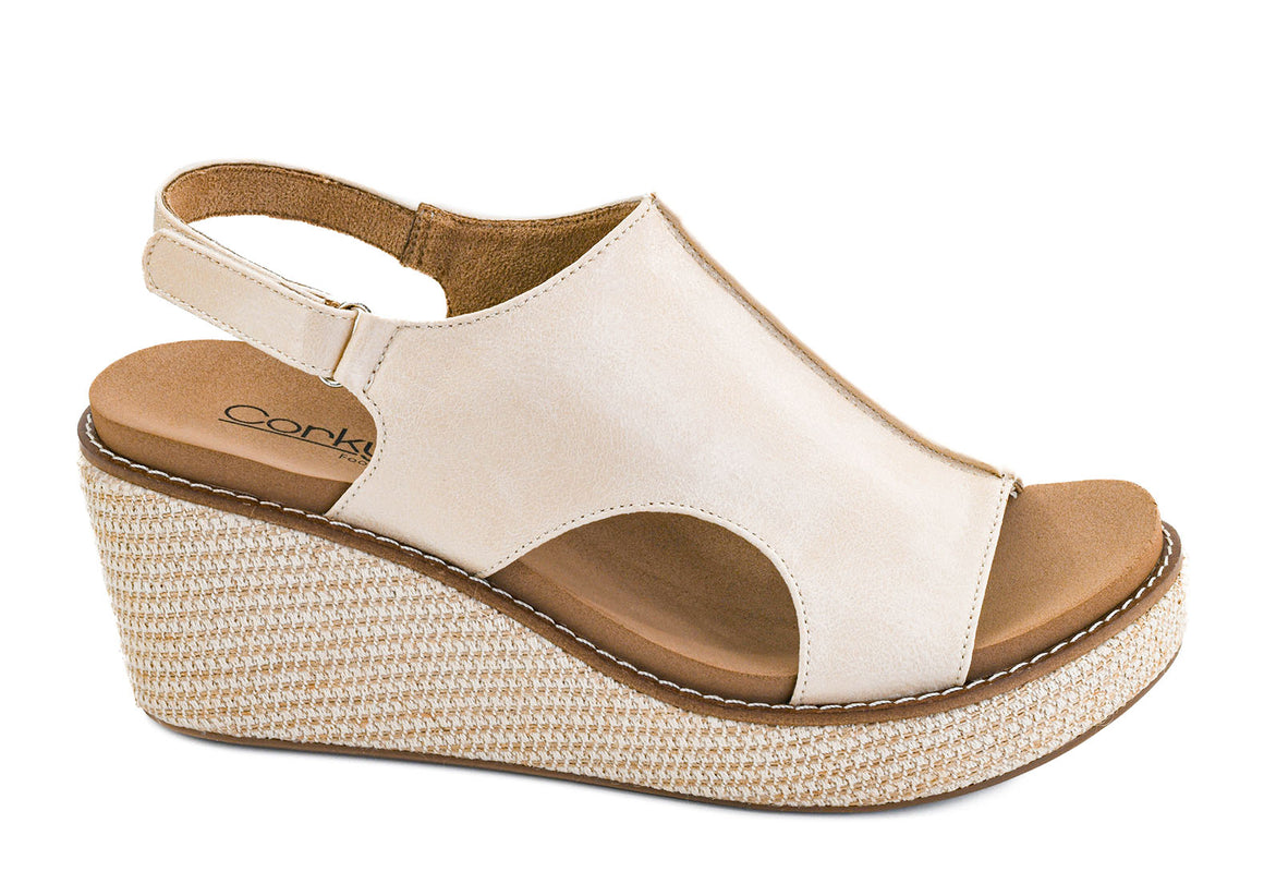Corkys Women's Carley Wedge Sandal - Ecru 30-5316