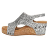 Corkys Women's Carley Wedge Sandal - Silver Glitter 30-5316