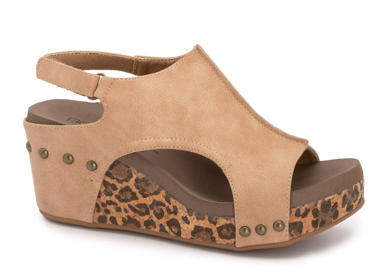 Corkys Women's Carley Wedge Sandal - Taupe Smooth Leopard 30-5316