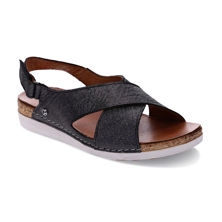 Revere Women's Cottesloe Sandal - Black Linen 34COTTBKLW