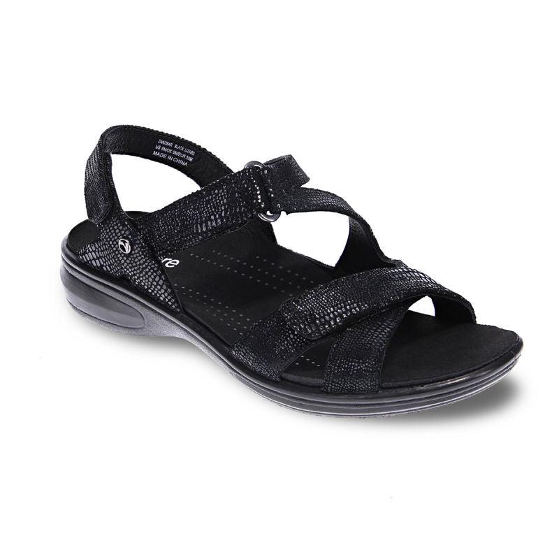 Revere Women's Zanzibar Sandal - Black Lizard 34ZANZBLZW