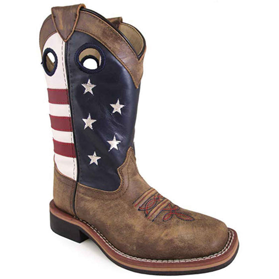 Smoky Mountain Youth Stars and Stripes Western Boot - Vintage Brown 3880Y