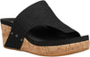 Corkys Women's Flirty Thong Wedge Sandal - Black Shimmer 41-0105
