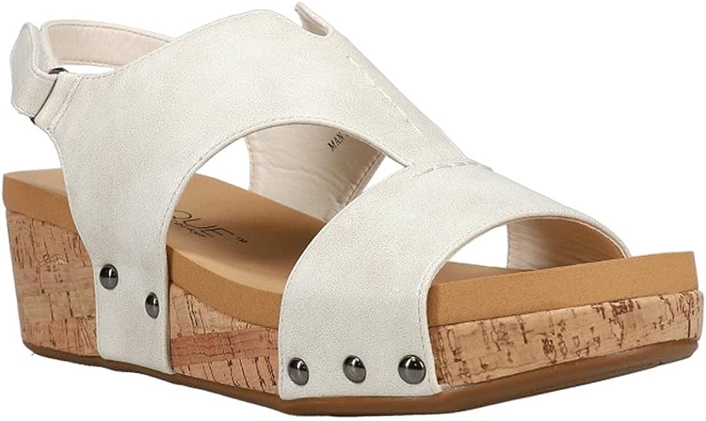 Corkys Women's Refreshing Wedge Sandal White 41-0142