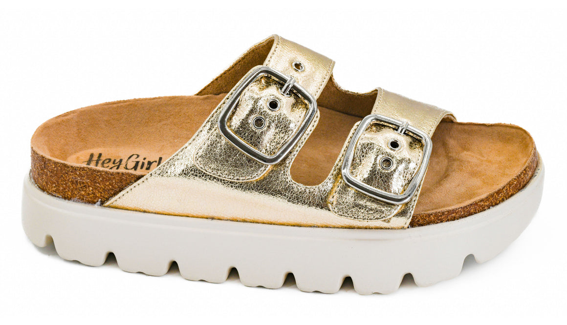 Corkys Women's Rumor Has It Sandal -Gold Crinkle Metallic 41-0245