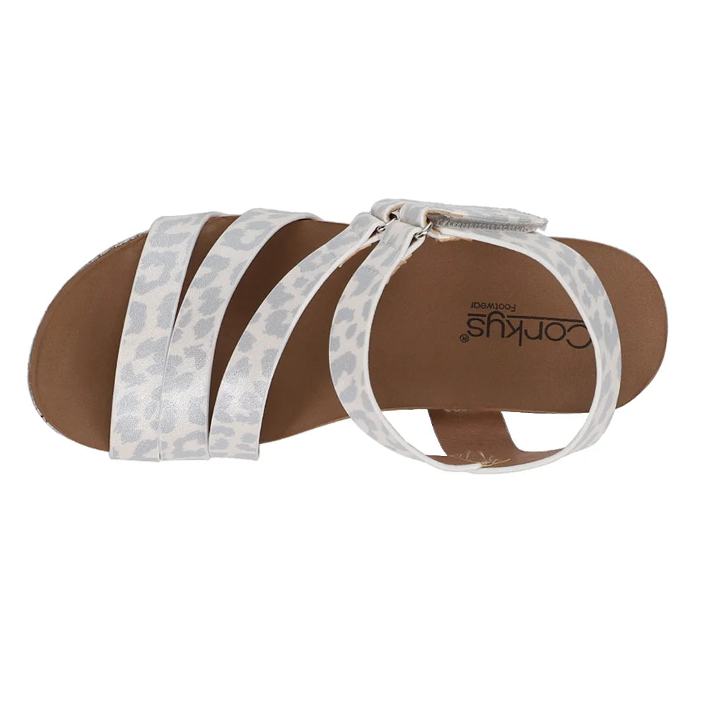 Corkys Women's Giggle Wedge Sandal - White Leopard 41-0324
