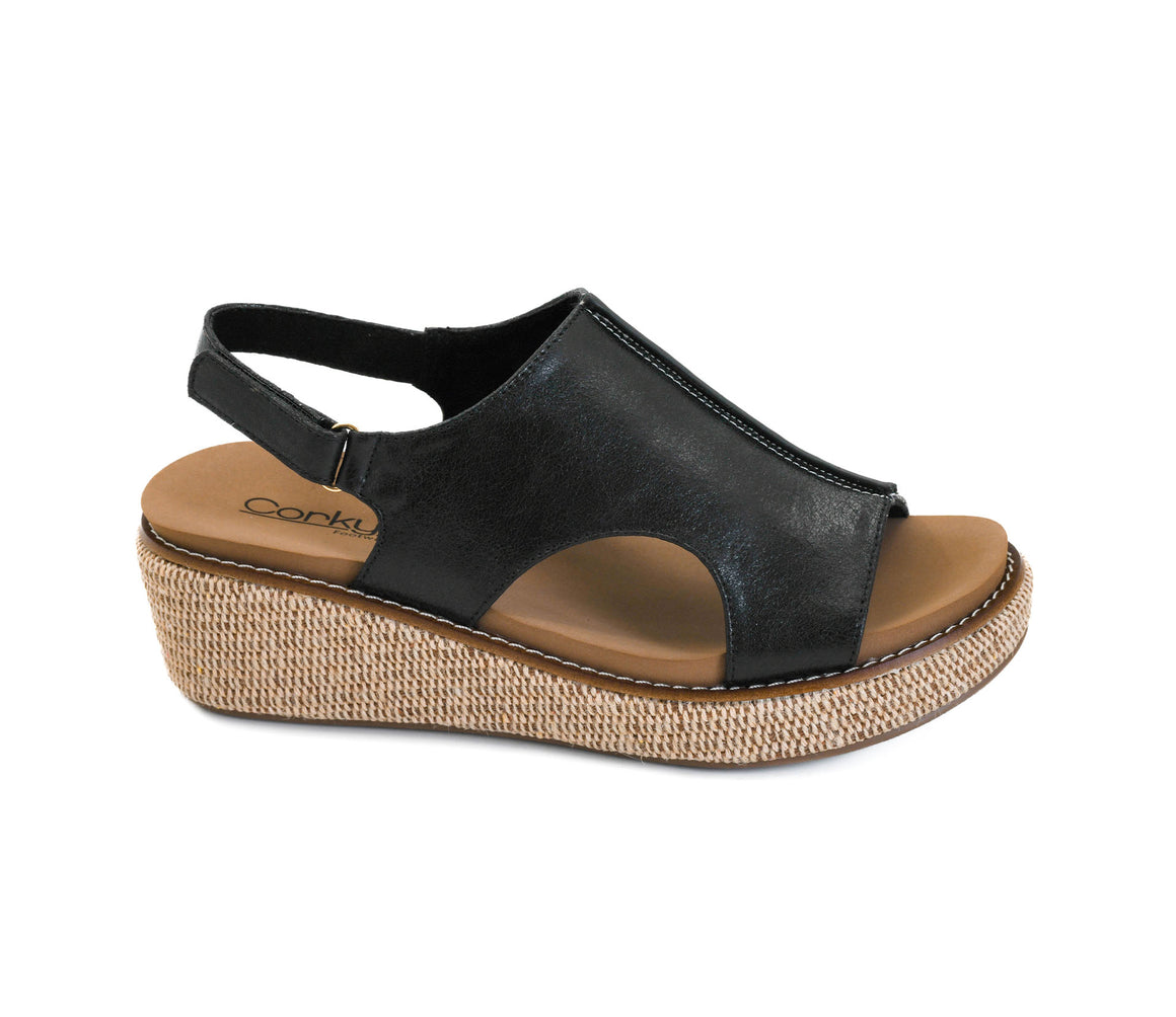 Corkys Women's Volta II Wedge Sandal - Black 41-0334