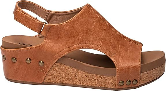 Corkys Women's Volta II Wedge Sandal - Cognac Smooth 41-0334