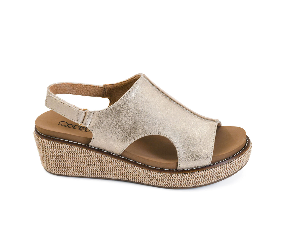 Corkys Women's Volta II Wedge Sandal - Washed Gold 41-0334
