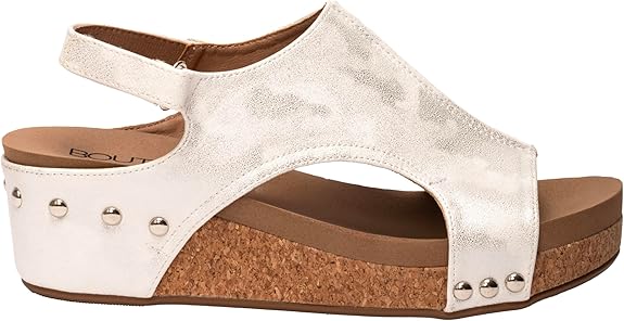 Corkys Women's Volta II Wedge Sandal - White Metallic 41-0334