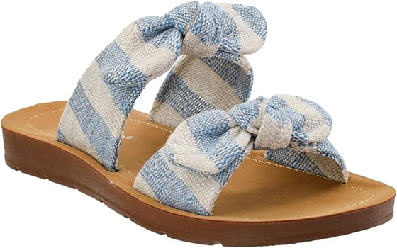 Corkys Women's Take a Bow Sandals - Blue Natural Stripe 41-0439-BNS