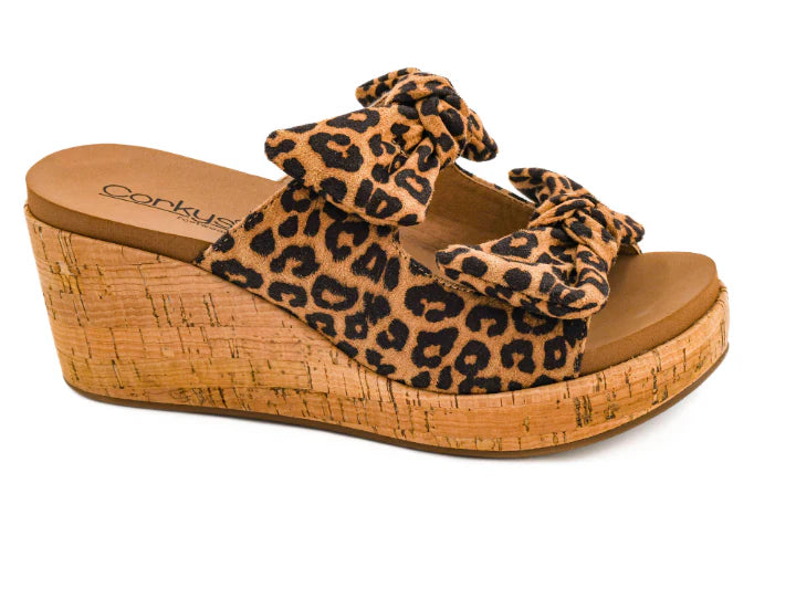 Corkys Women's Bowed Up Wedge Sandal - Leopard 41-0618