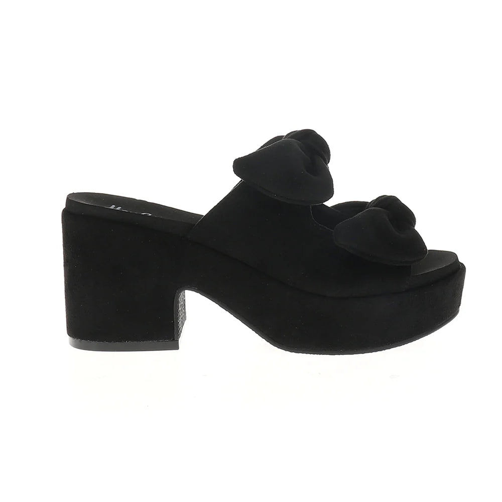 Corkys Women's Put A Bow On It Sandal - Black Faux Suede 41-0619
