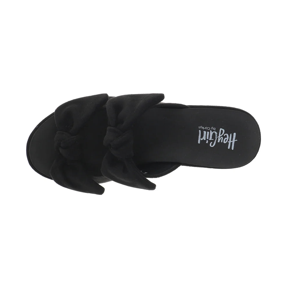 Corkys Women's Put A Bow On It Sandal - Black Faux Suede 41-0619