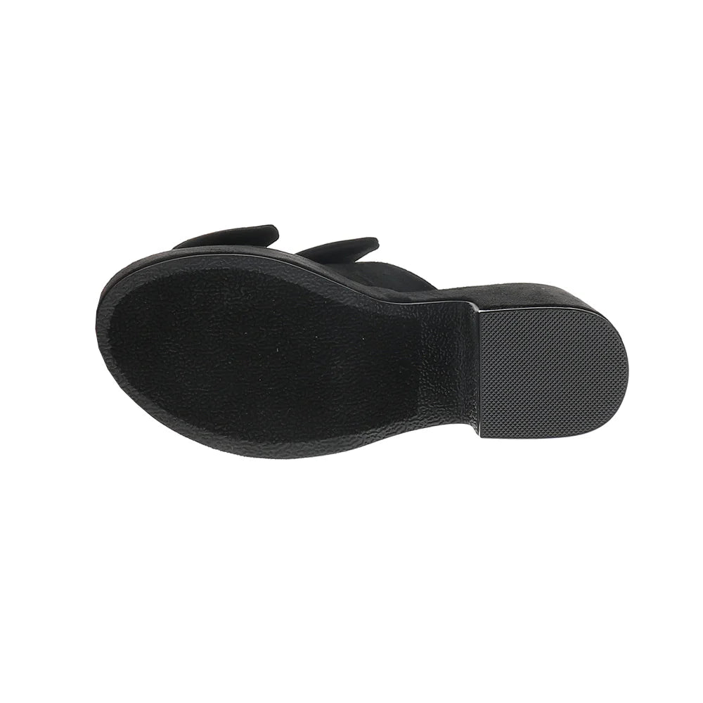 Corkys Women's Put A Bow On It Sandal - Black Faux Suede 41-0619