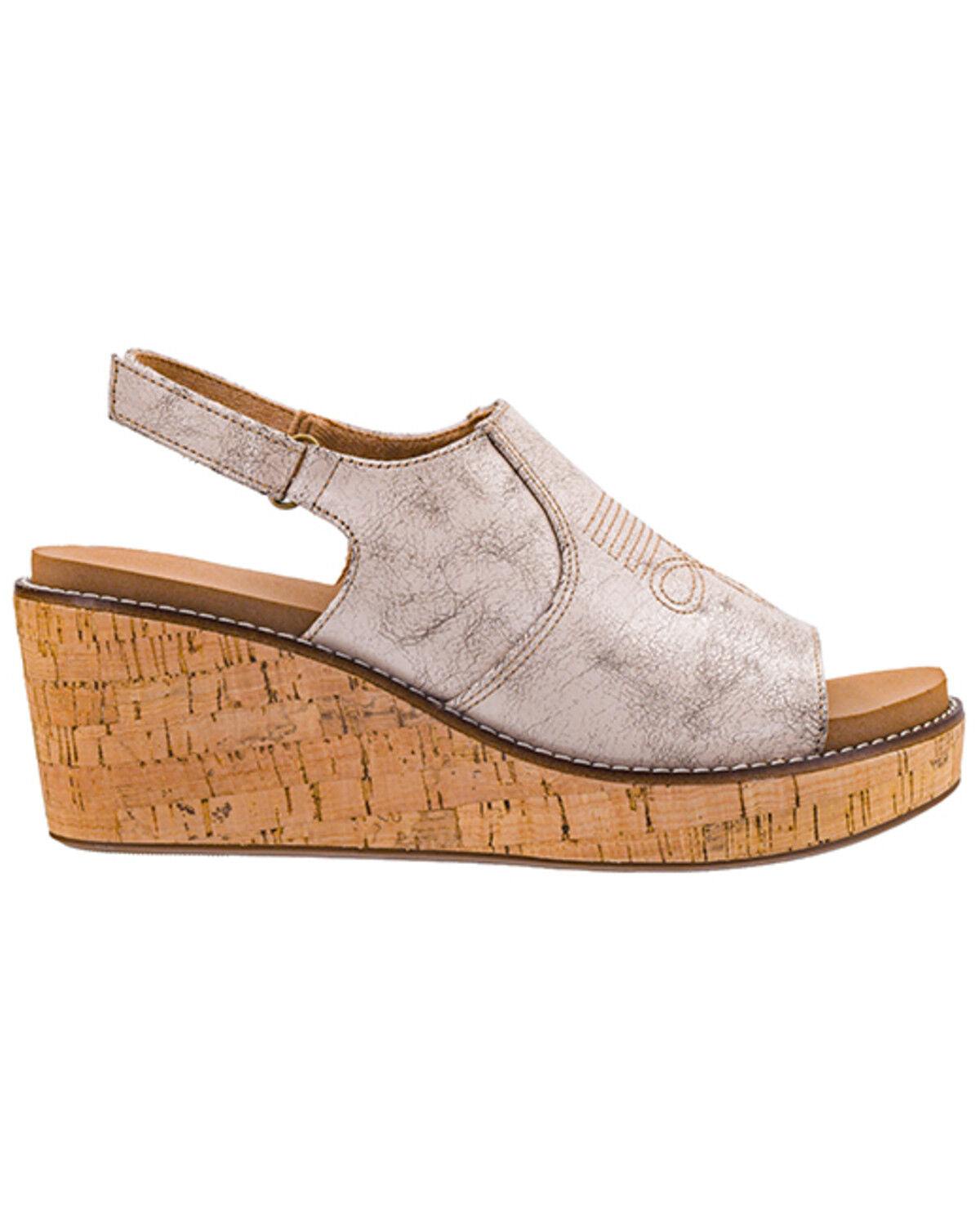 Corkys Most Wanted Sandal Wedge - Cream Crackle 41-0632