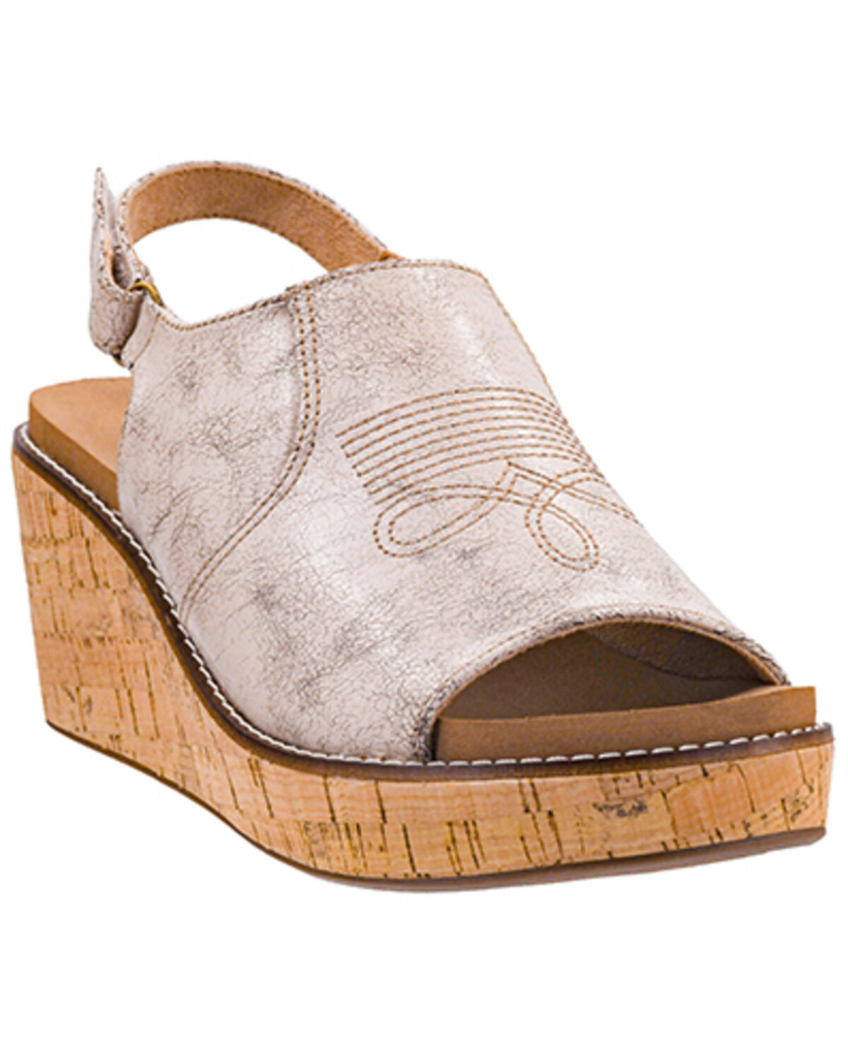 Corkys Most Wanted Sandal Wedge - Cream Crackle 41-0632