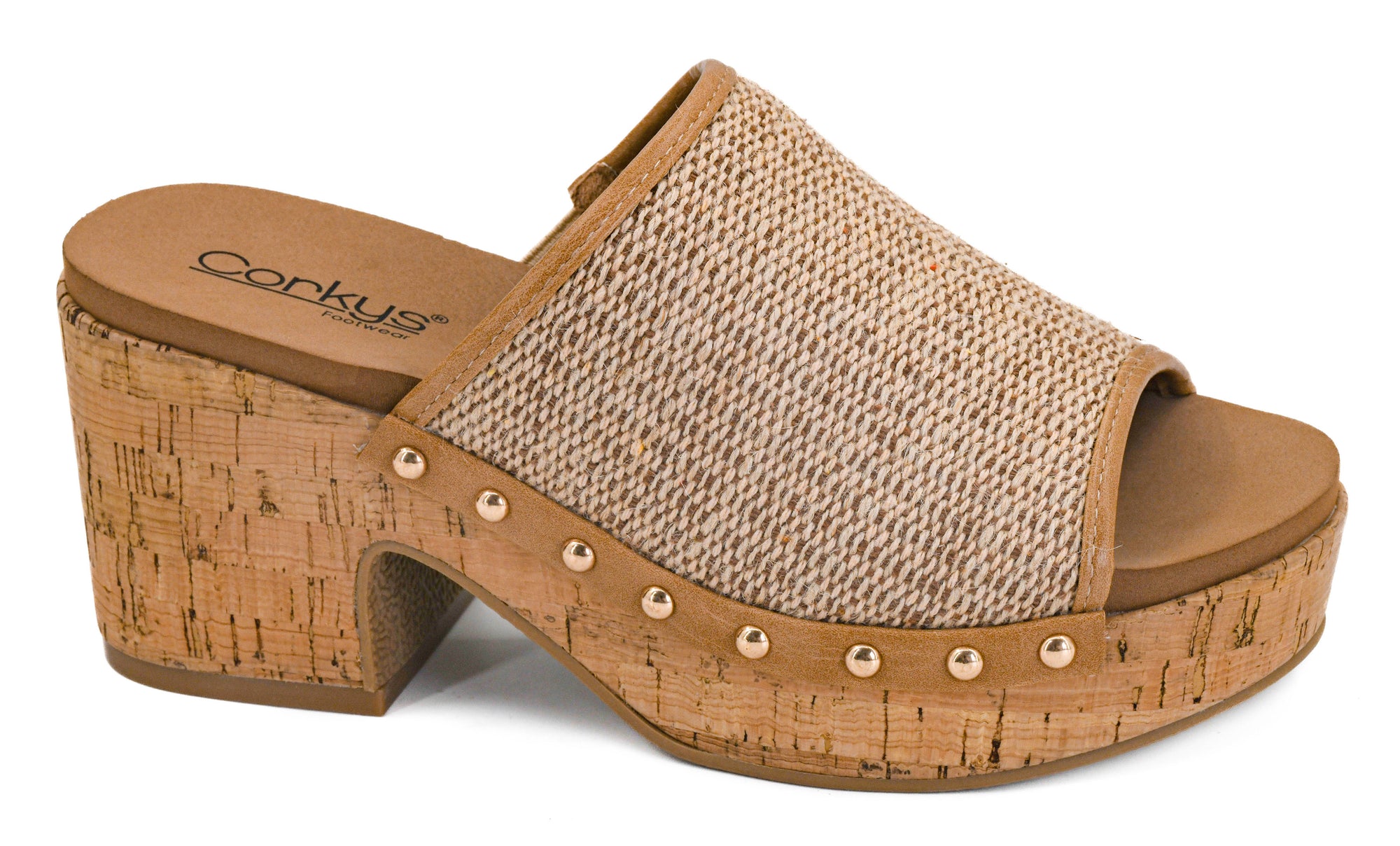 Corkys Women's May I Help You Block Heel Sandal - Honey Raffia 41-0780