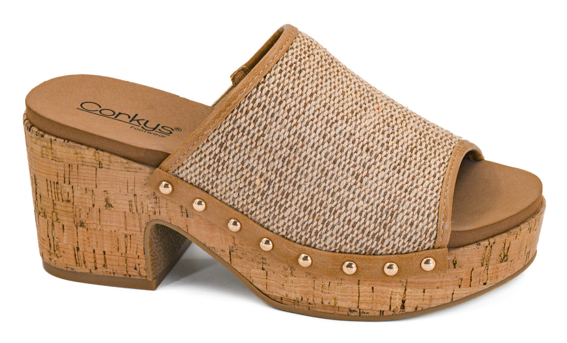 Corkys Women's May I Help You Block Heel Sandal - Honey Raffia 41-0780