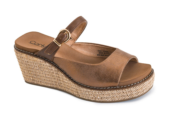 Corkys Women's Treat Yourself Wedge Sandal - Bronze Combo 41-0793