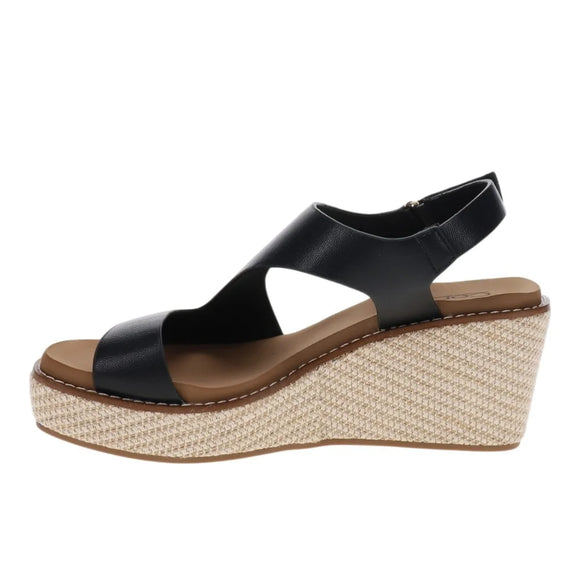 Corkys Women's Steppin Out Wedge Sandal - Black 41-0807