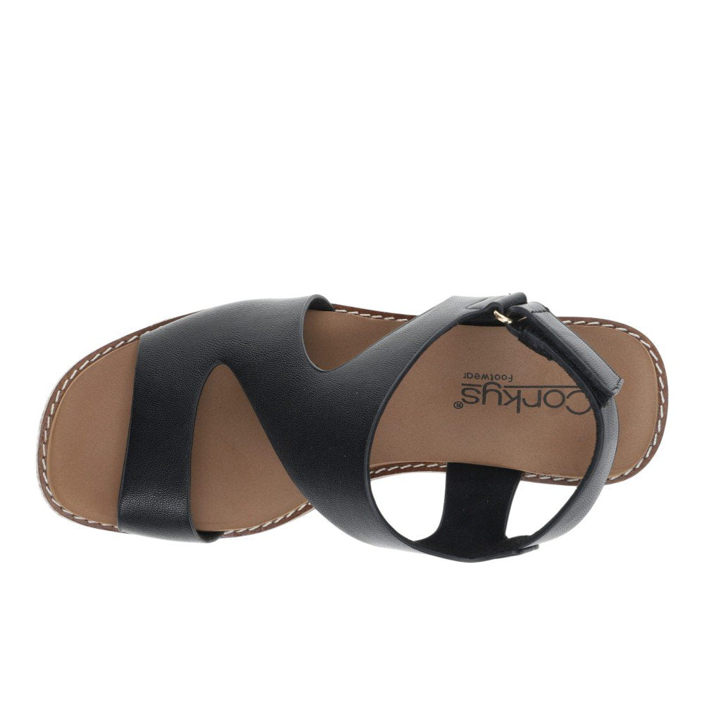 Corkys Women's Steppin Out Wedge Sandal - Black 41-0807