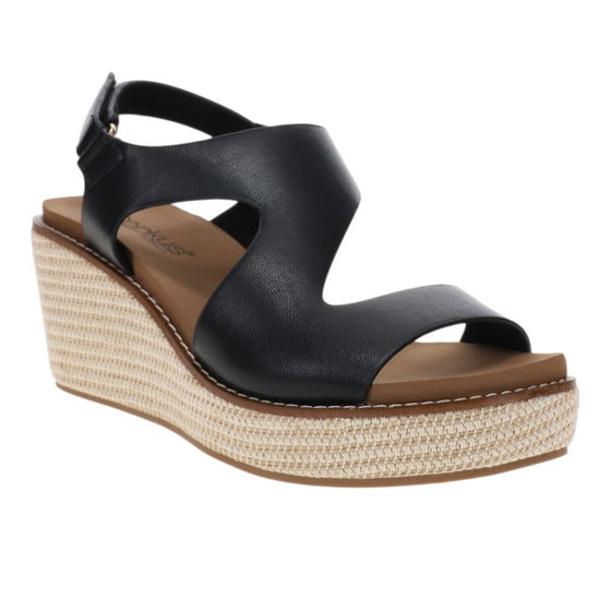 Corkys Women's Steppin Out Wedge Sandal - Black 41-0807
