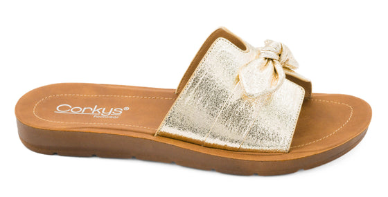 Corkys Women's Too Cute Sandal - Gold Crinkle Metallic 41-0819