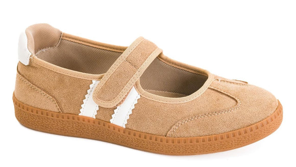 Corkys Womens Calm Down Sneaker - Camel Faux Suede 51-0205