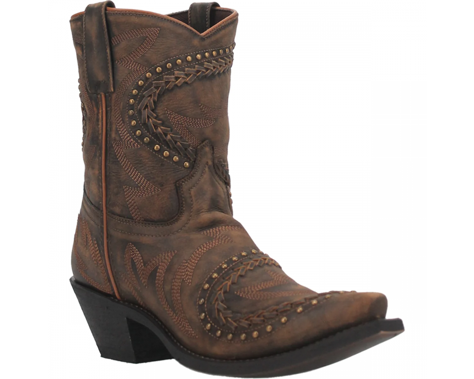 Laredo Women's Fancy Short Western Boots With Studs - Tan 52402