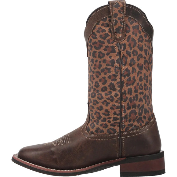 Laredo Women's 11" Astras Square Toe Western Boot - Tan/Leopard 5890