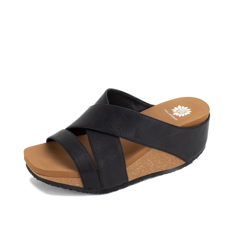 Yellow Box Women's Chela Crossband Wedge Sandal - Black 60088