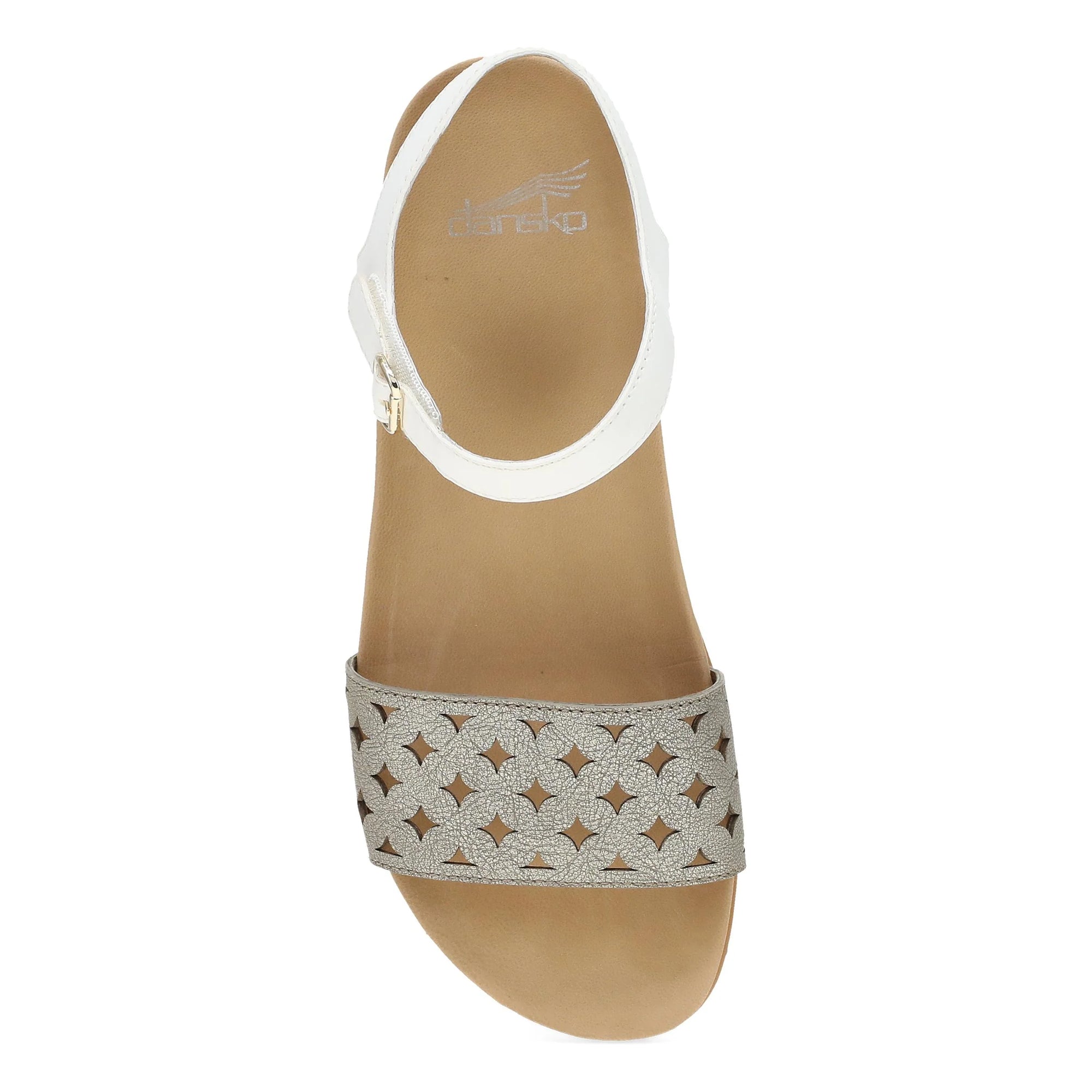 Dansko Women's Jodie Sandal - Platino/White Leather 6224241200