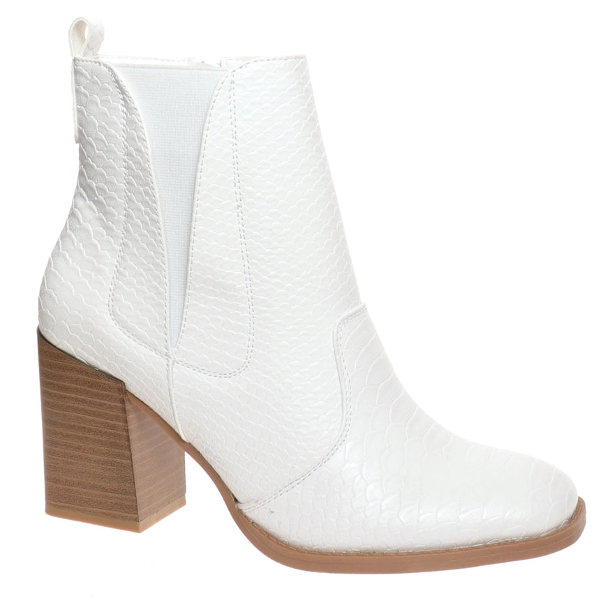 Pierre Dumas Women's Cammy-14 Wedge Bootie - White Croco 89306-603