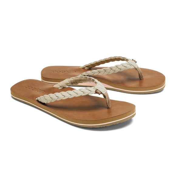 Cobian Women's Braided Pacifica Flip Flop - Cream BBP23-110