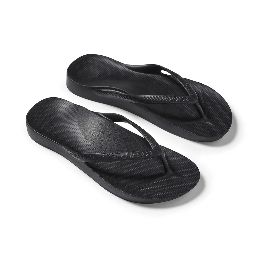 Archie Arch Support Unisex Flip Flops - Black BLK-HAS