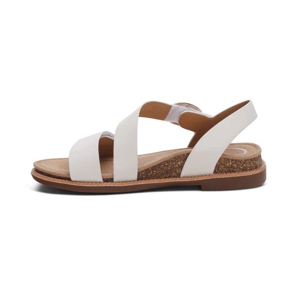 Aetrex Women's Tamara Asymmetrical Quarter Strap Sandal - Ivory FC103