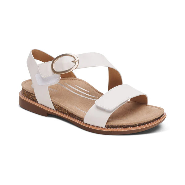 Aetrex Women's Tamara Asymmetrical Quarter Strap Sandal - Ivory FC103