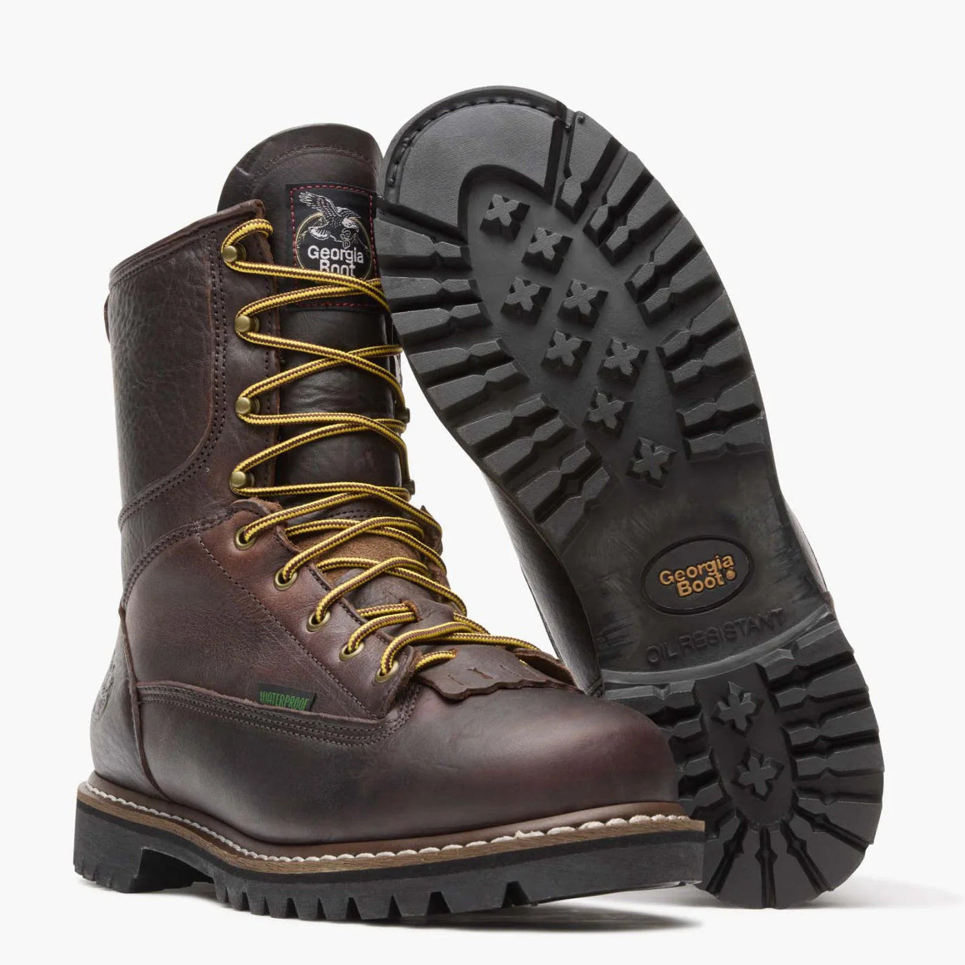 Georgia Men's 8" Steel Toe Waterproof Lace-to-Toe Work Boot - Chocolate G103