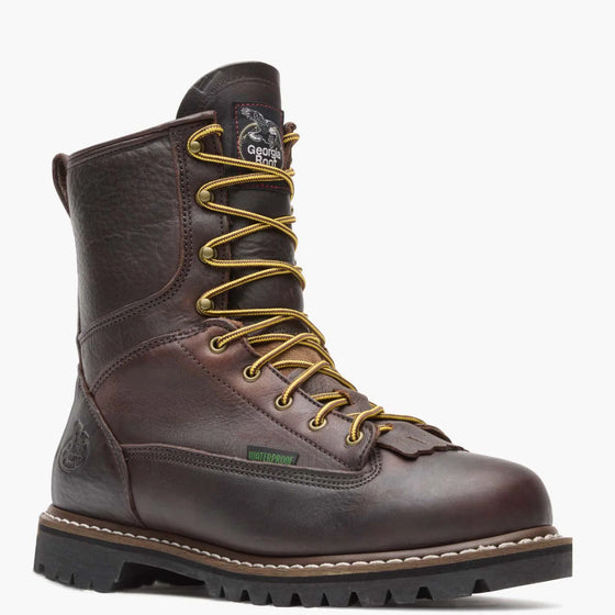 Georgia Men's 8" Steel Toe Waterproof Lace-to-Toe Work Boot - Chocolate G103
