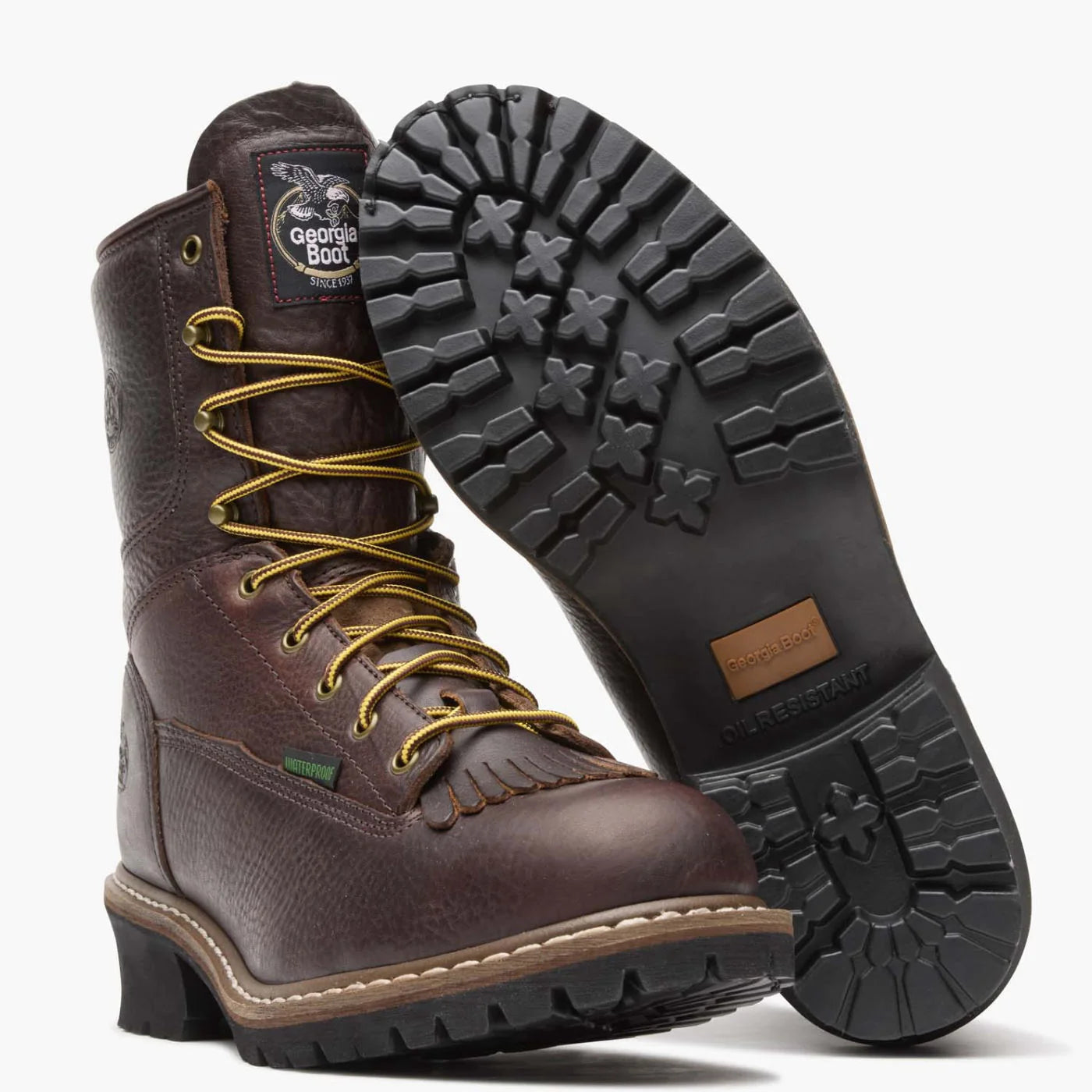 Georgia Men's 8" Steel Toe Waterproof Logger Work Boots - Brown G7313