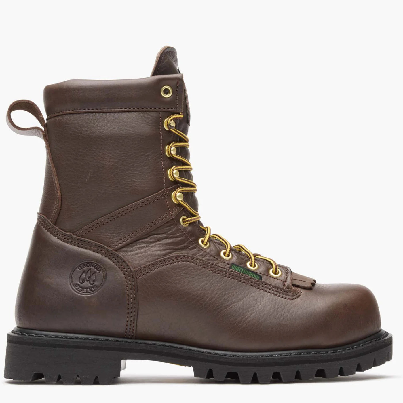 Georgia Men's 8" Lace-to-Toe Steel Toe Waterproof Work Boot - Chocolate G8341