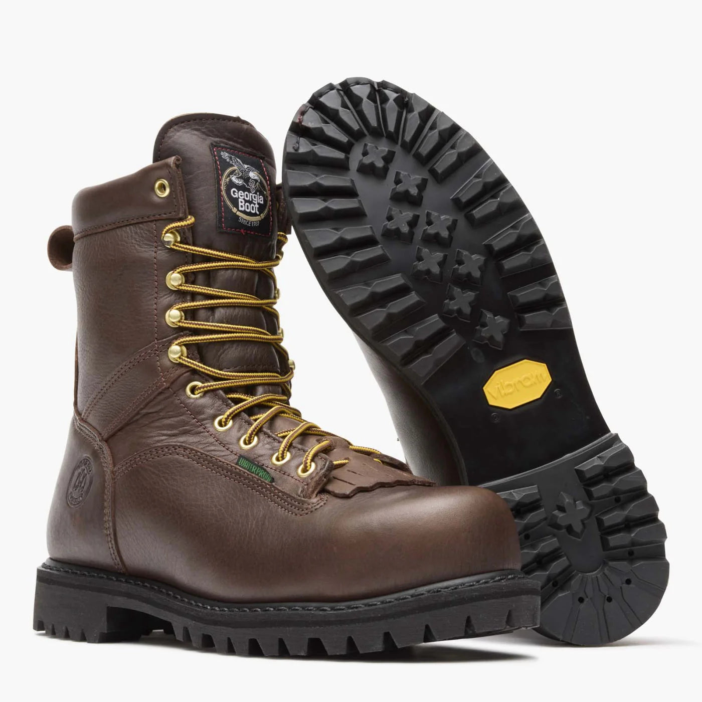 Georgia Men's 8" Lace-to-Toe Steel Toe Waterproof Work Boot - Chocolate G8341