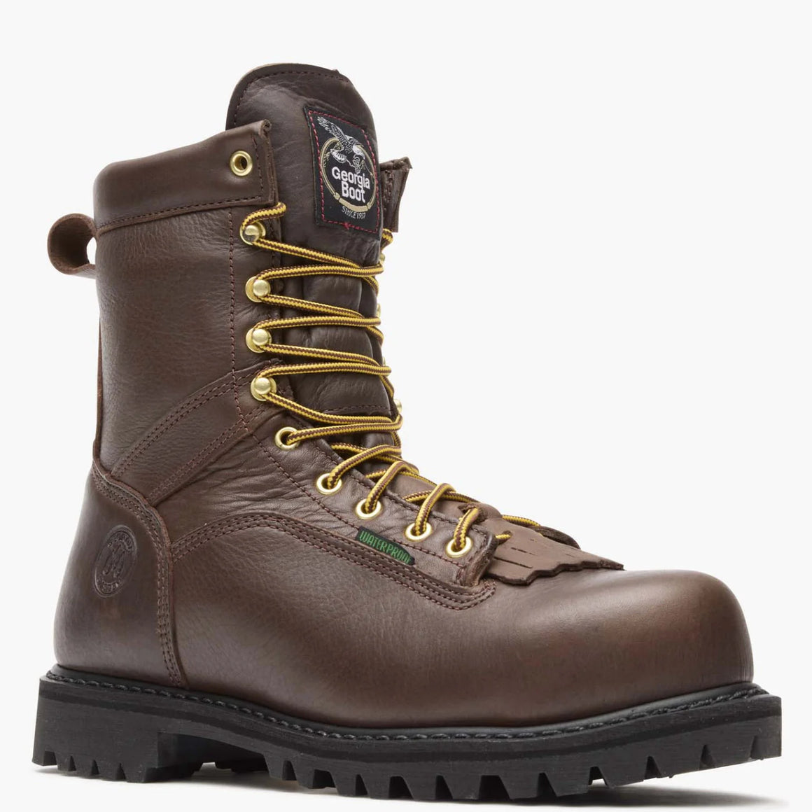 Georgia Men's 8" Lace-to-Toe Steel Toe Waterproof Work Boot - Chocolate G8341