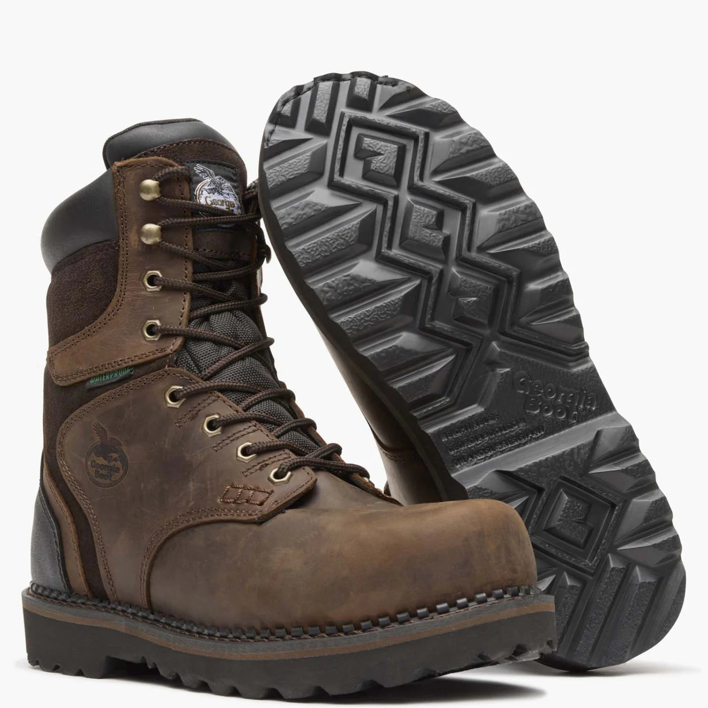 Georgia Men's 8" Brookville Steel Toe Waterproof Work Boot - Brown G9334
